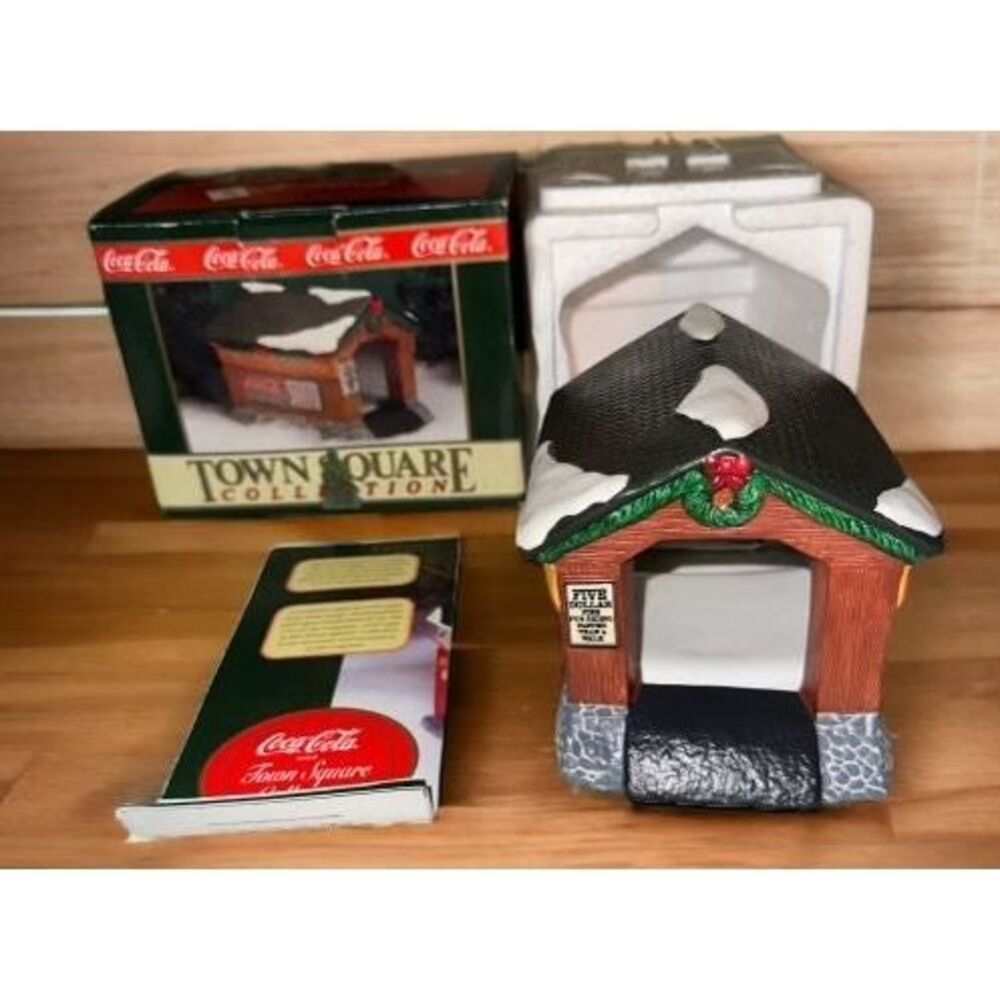 Vintage The Covered Bridge Coca Cola Town Square Collection Figurine In Original